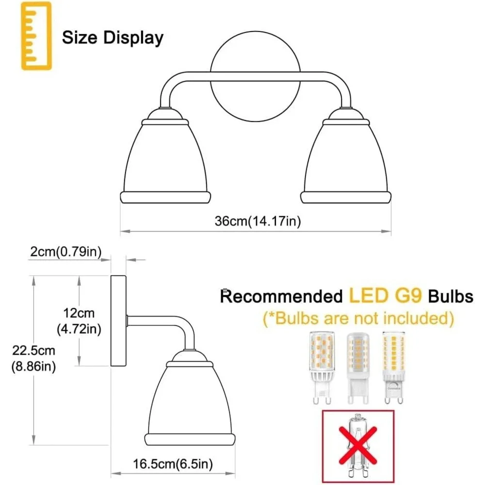 Daunton Antique 2 Light Bathroom Light Fixture, Black and Gold Vanity Lights
